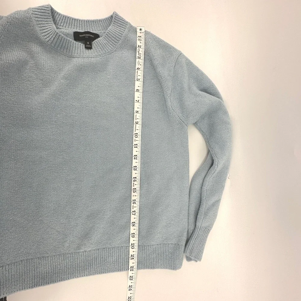 Banana Republic Crewneck Sweater Mens S Light Blue‎ Coastal Preppy Cotton Blend